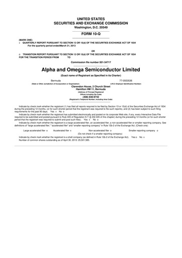 Vorschaubild Alpha & Omega Semiconductor 10-Q Quartalsbericht 2013 