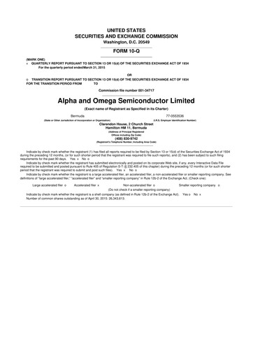Vorschaubild Alpha & Omega Semiconductor 10-Q Quartalsbericht 2015 