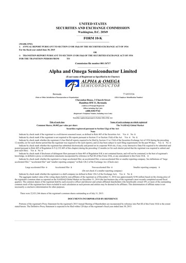 Thumbnail Alpha & Omega Semiconductor 10-K Annual Report 2015