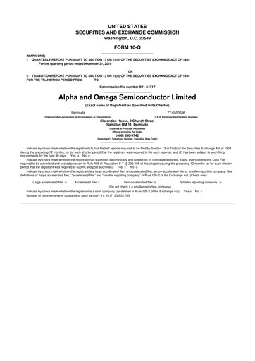Vorschaubild Alpha & Omega Semiconductor 10-Q Quartalsbericht 2017 