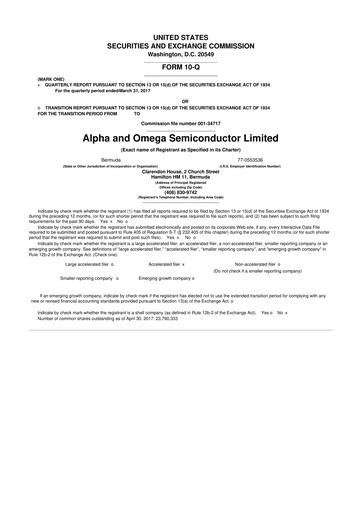 Vorschaubild Alpha & Omega Semiconductor 10-Q Quartalsbericht 2017 
