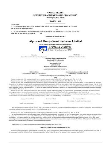 Thumbnail Alpha & Omega Semiconductor 10-K Annual Report 2017