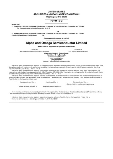 Vorschaubild Alpha & Omega Semiconductor 10-Q Quartalsbericht 2018 