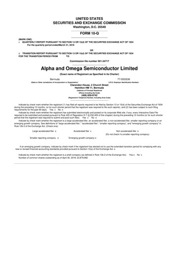 Vorschaubild Alpha & Omega Semiconductor 10-Q Quartalsbericht 2018 