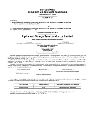 Vorschaubild Alpha & Omega Semiconductor 10-Q Quartalsbericht 2019 