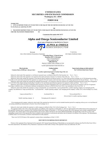 Thumbnail Alpha & Omega Semiconductor 10-K Annual Report 2019