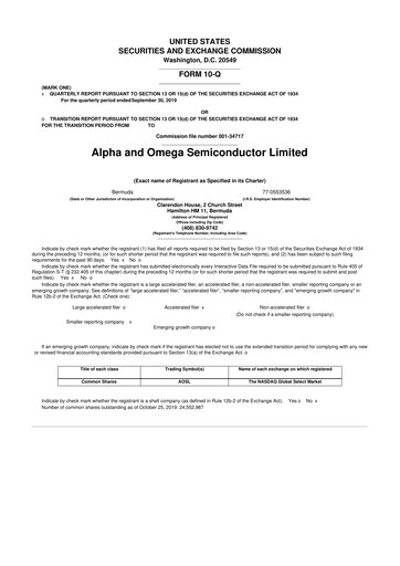 Vorschaubild Alpha & Omega Semiconductor 10-Q Quartalsbericht 2020 
