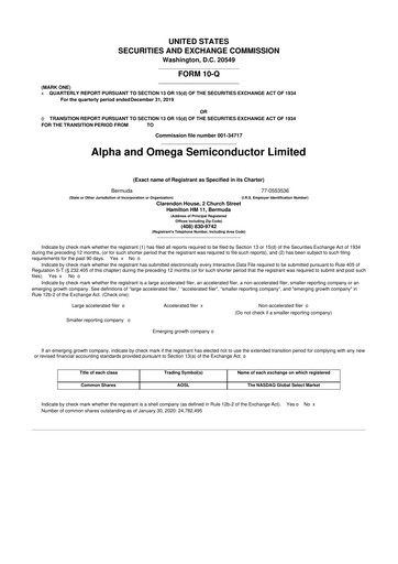 Vorschaubild Alpha & Omega Semiconductor 10-Q Quartalsbericht 2020 