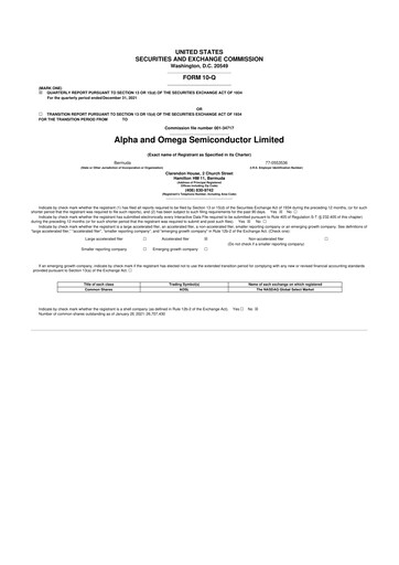 Vorschaubild Alpha & Omega Semiconductor 10-Q Quartalsbericht 2022 