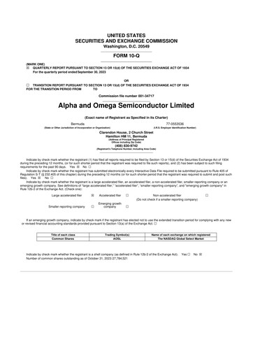 Vorschaubild Alpha & Omega Semiconductor 10-Q Quartalsbericht 2024 
