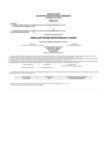 Vorschaubild Alpha & Omega Semiconductor 10-Q Quartalsbericht 2025 