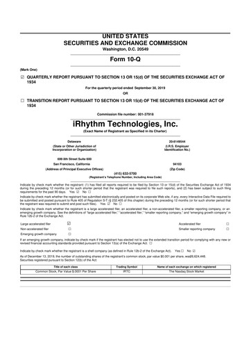 Thumbnail iRhythm 10-Q Quarterly Report FY2019 