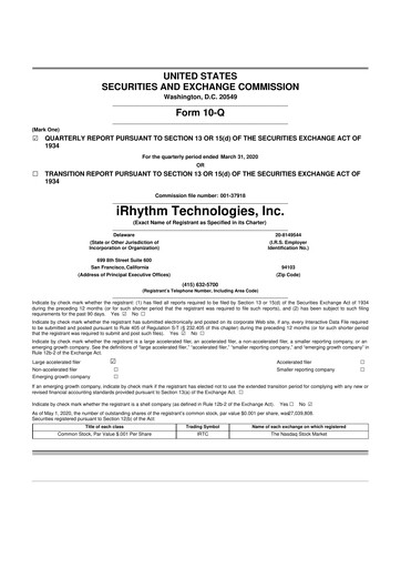 Thumbnail iRhythm 10-Q Quarterly Report FY2020 