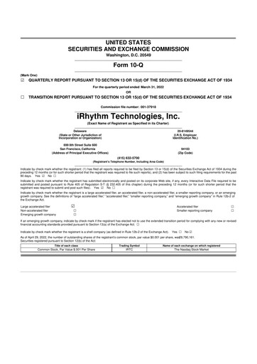 Thumbnail iRhythm 10-Q Quarterly Report FY2022 