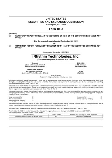 Thumbnail iRhythm 10-Q Quarterly Report FY2022 