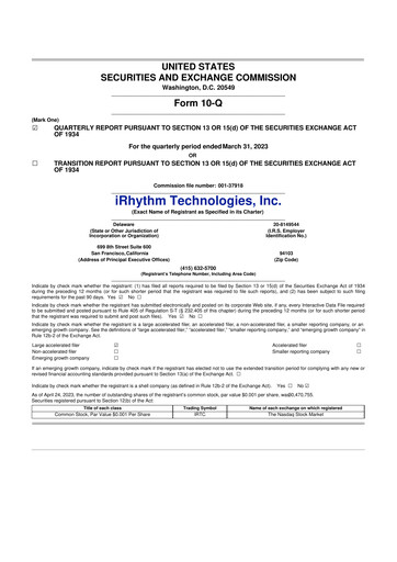 Thumbnail iRhythm 10-Q Quarterly Report FY2023 