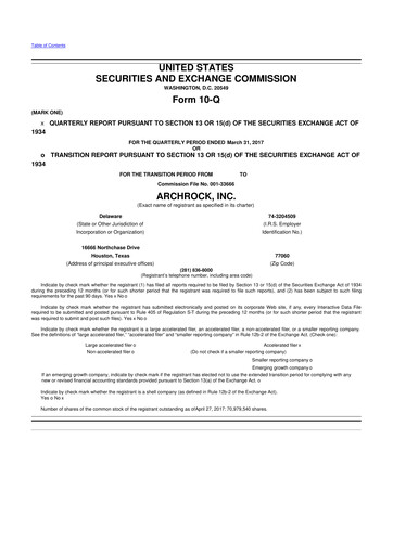 Miniature Archrock 10-Q Rapport trimestriel 2017 