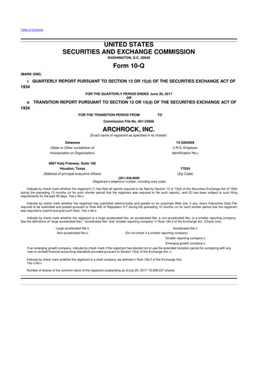 Miniature Archrock 10-Q Rapport trimestriel 2017 