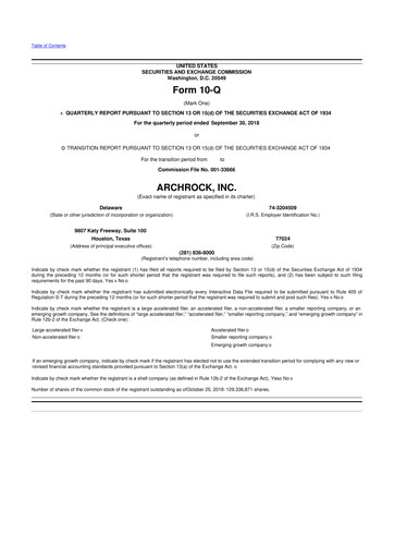 Miniature Archrock 10-Q Rapport trimestriel 2018 