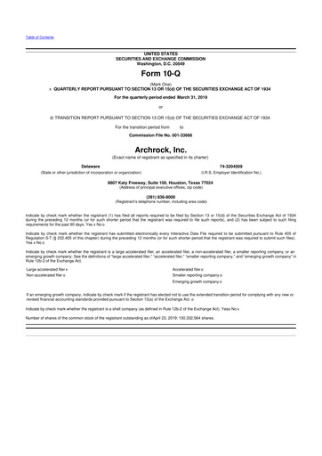 Miniature Archrock 10-Q Rapport trimestriel 2019 