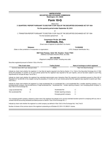 Miniature Archrock 10-Q Rapport trimestriel 2019 