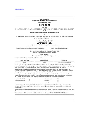 Miniature Archrock 10-Q Rapport trimestriel 2023 