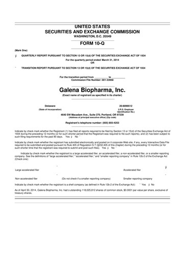 Thumbnail SELLAS Life Sciences 10-Q Quarterly Report FY2014 