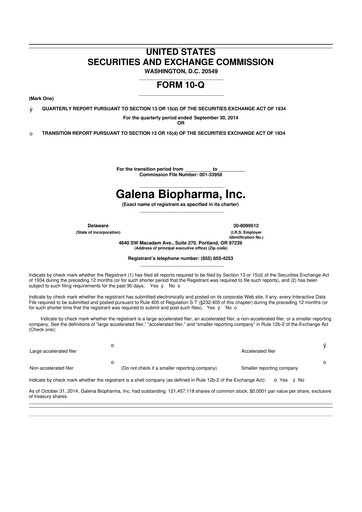 Thumbnail SELLAS Life Sciences 10-Q Quarterly Report FY2014 