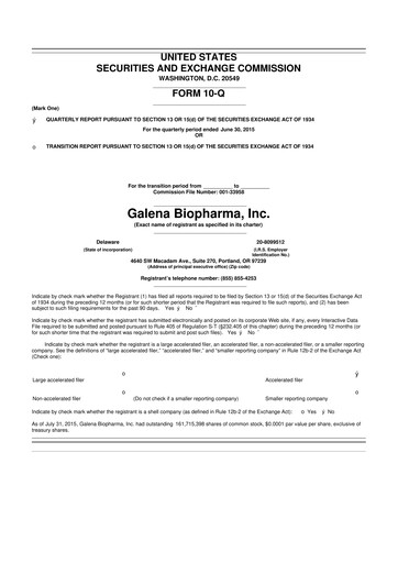 Thumbnail SELLAS Life Sciences 10-Q Quarterly Report FY2015 