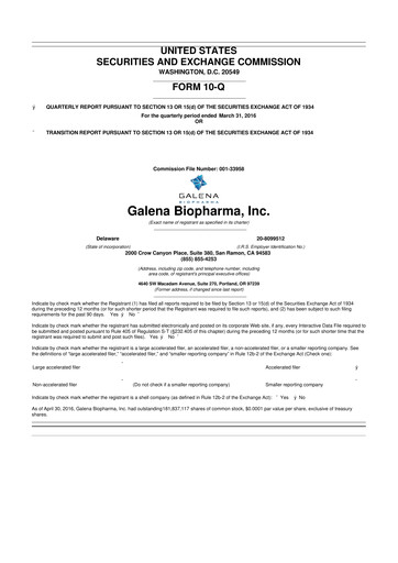 Thumbnail SELLAS Life Sciences 10-Q Quarterly Report FY2016 