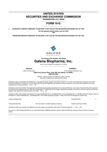 Thumbnail SELLAS Life Sciences 10-Q Quarterly Report FY2016 