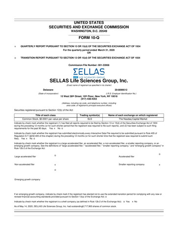 Thumbnail SELLAS Life Sciences 10-Q Quarterly Report FY2020 