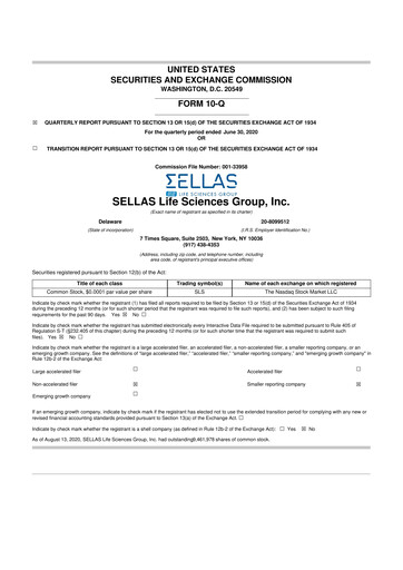 Thumbnail SELLAS Life Sciences 10-Q Quarterly Report FY2020 