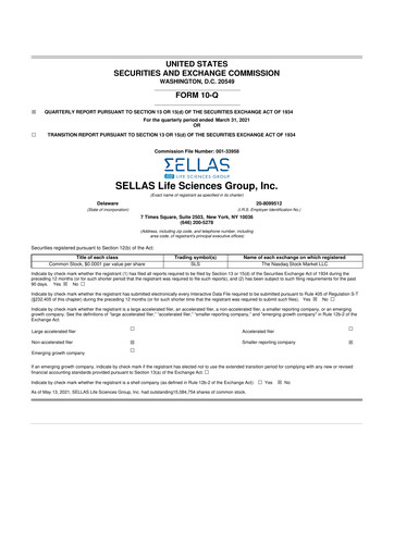 Thumbnail SELLAS Life Sciences 10-Q Quarterly Report FY2021 