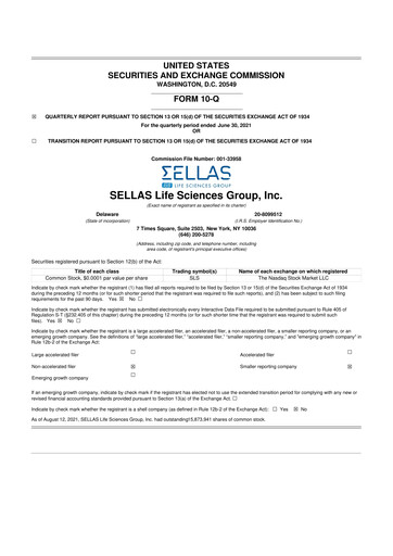 Thumbnail SELLAS Life Sciences 10-Q Quarterly Report FY2021 