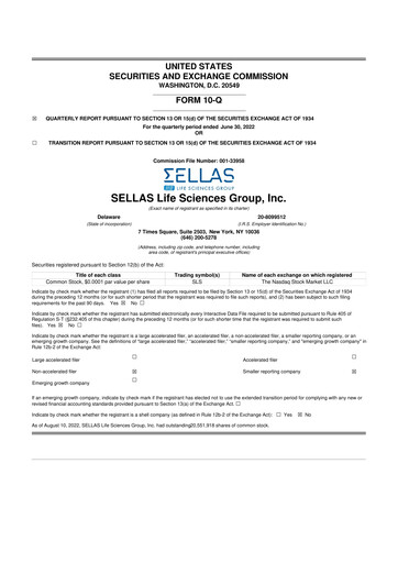 Thumbnail SELLAS Life Sciences 10-Q Quarterly Report FY2022 