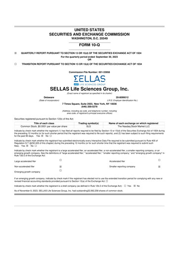 Thumbnail SELLAS Life Sciences 10-Q Quarterly Report FY2023 