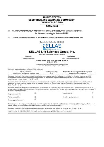 Thumbnail SELLAS Life Sciences 10-Q Quarterly Report FY2024 