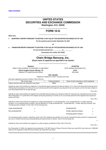 Vorschaubild Chain Bridge Bancorp 10-Q Quartalsbericht 2024 