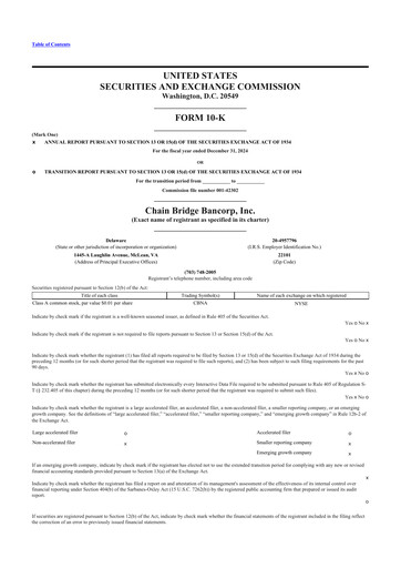 Thumbnail Chain Bridge Bancorp 10-K Annual Report 2024