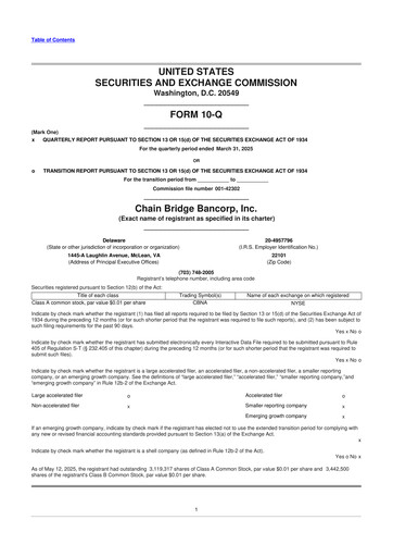 Vorschaubild Chain Bridge Bancorp 10-Q Quartalsbericht 2025 