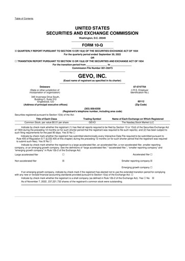 Thumbnail Gevo 10-Q Quarterly Report FY2022 