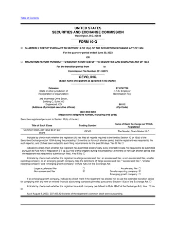 Thumbnail Gevo 10-Q Quarterly Report FY2023 