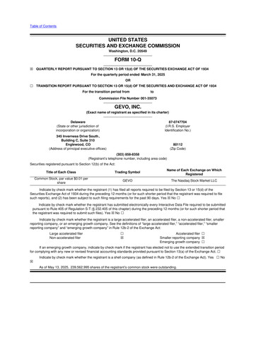 Thumbnail Gevo 10-Q Quarterly Report FY2025 
