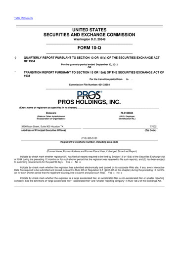 Thumbnail PROS Holdings, Inc.
 10-Q Quarterly Report FY2012 
