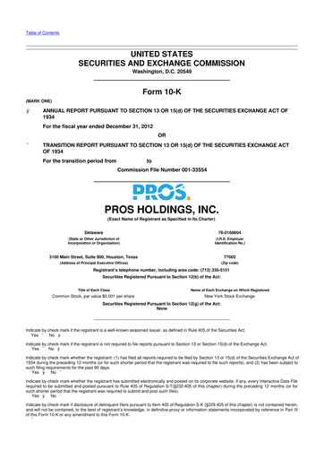 Thumbnail PROS Holdings, Inc.
 10-K Annual Report 2012