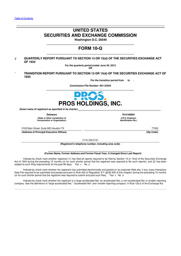 Thumbnail PROS Holdings, Inc.
 10-Q Quarterly Report FY2013 