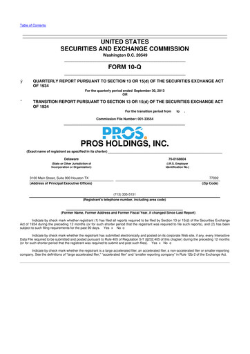 Thumbnail PROS Holdings, Inc.
 10-Q Quarterly Report FY2013 