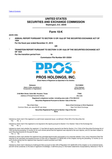 Thumbnail PROS Holdings, Inc.
 10-K Annual Report 2013