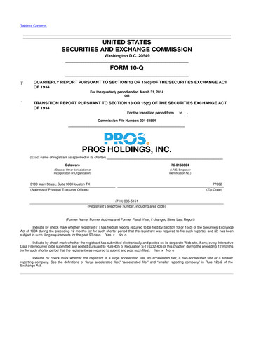Thumbnail PROS Holdings, Inc.
 10-Q Quarterly Report FY2014 